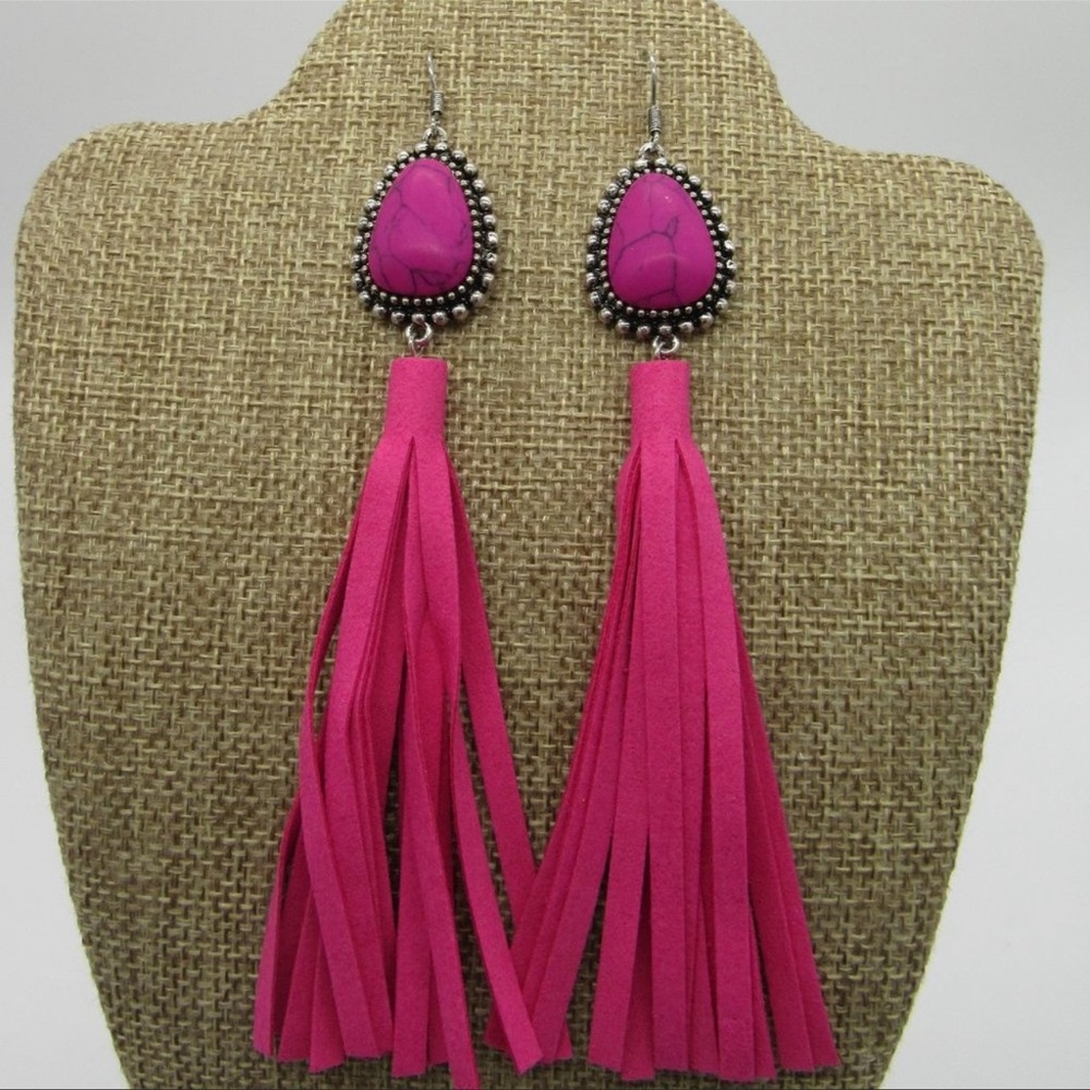HOT Pink teardrop Earrings
